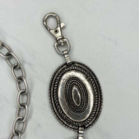 Womens Southwestern Concho Chain Link Belt Silver Tone Boho One Size OS ✨ - Picture 3 of 10